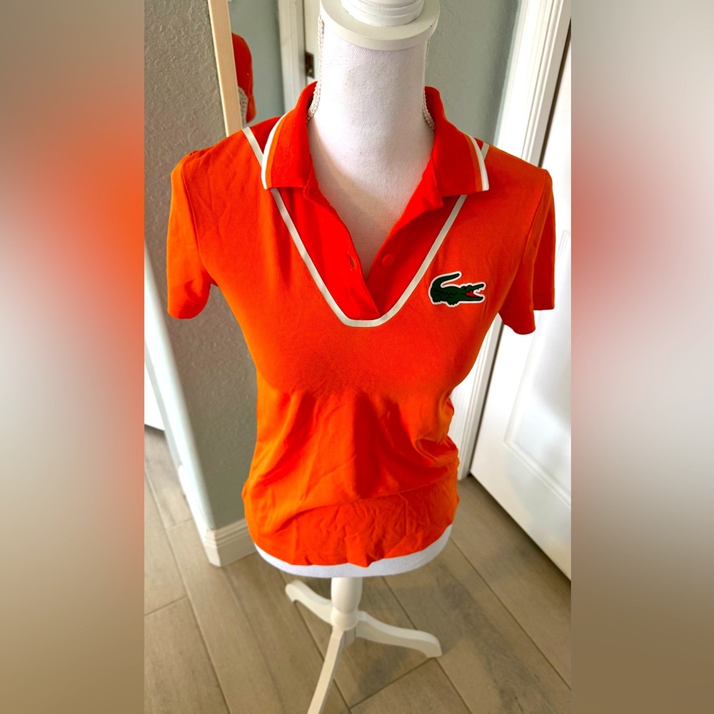 Lacoste Miami Open Orange Polo Shirt Women’s Tennis Golf Regular Fit Size 32